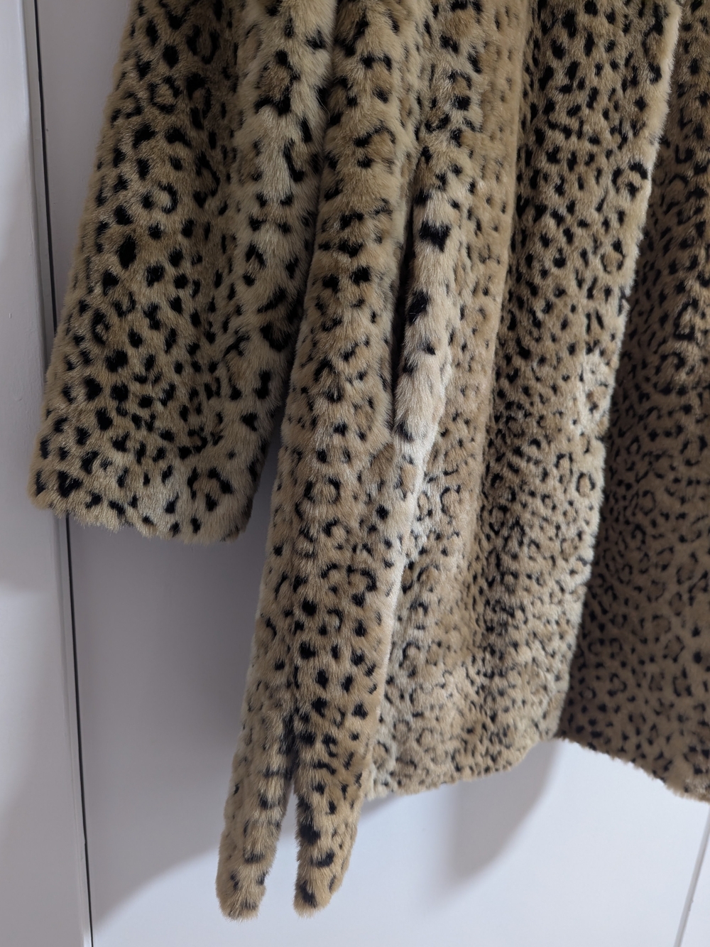 Worthington Leopard Spot Faux-Fur Teddy Coat in Light Brown and Black - Picture 6 of 8